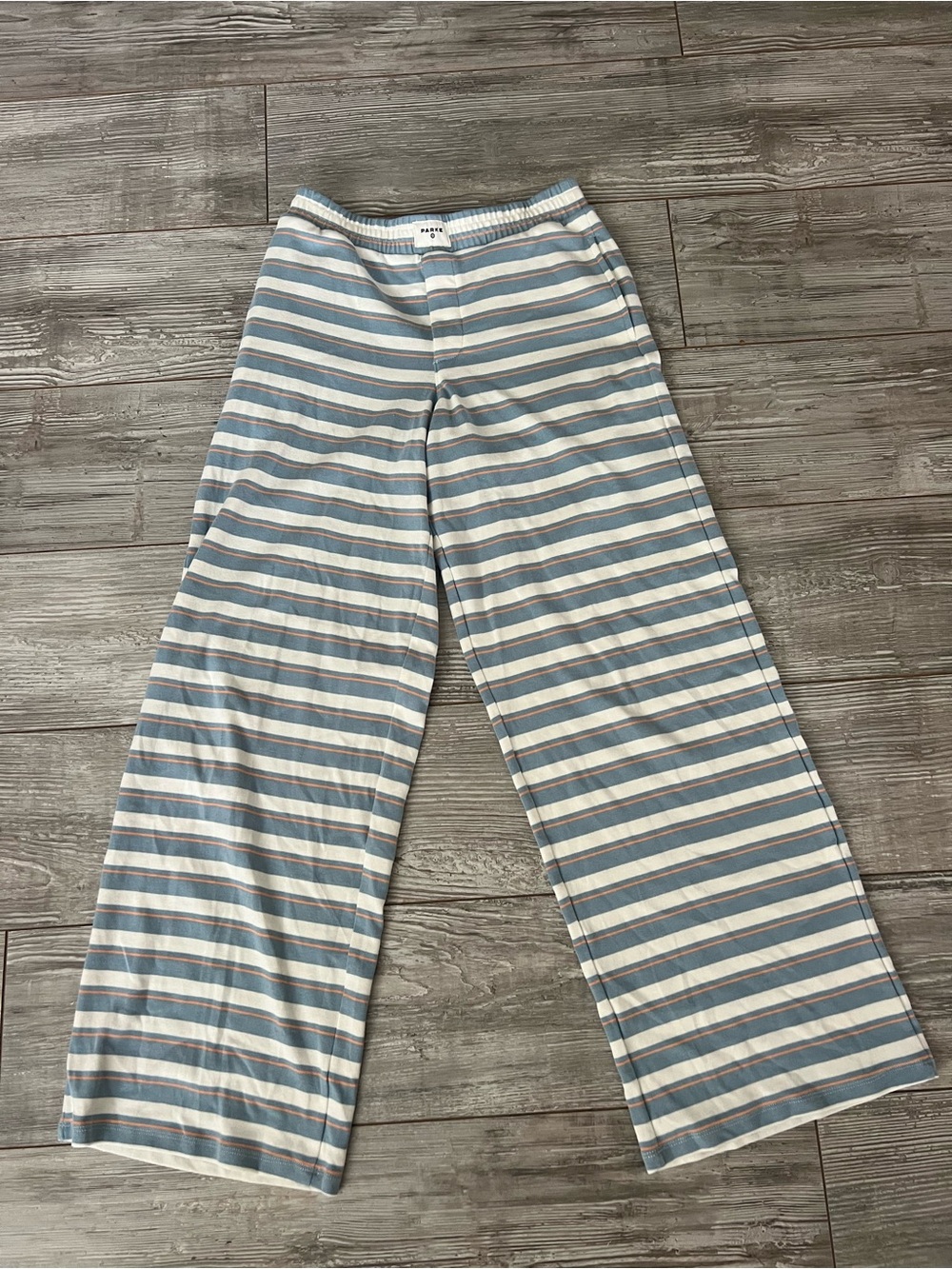 Parke Target Collab Women's Striped Blue and White Wide-Leg Lounge Pants